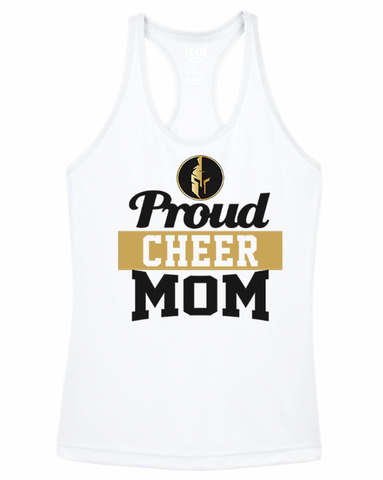 Weston Warriors PROUD CHEER MOM Racerback Ladies Tank (2 Colors & 2 Fabrics)