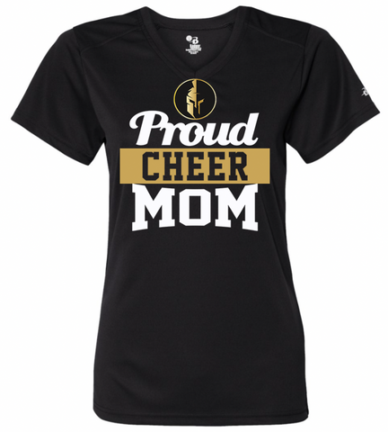 Weston Warriors PROUD CHEER MOM Ladies V-Neck Tee - Adult Sizes-(2 Colors & Fabrics)