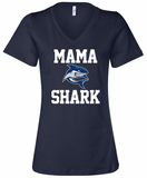 Spanish River MAMA SHARK  Ladies Blend V-Tee (3- Colors)